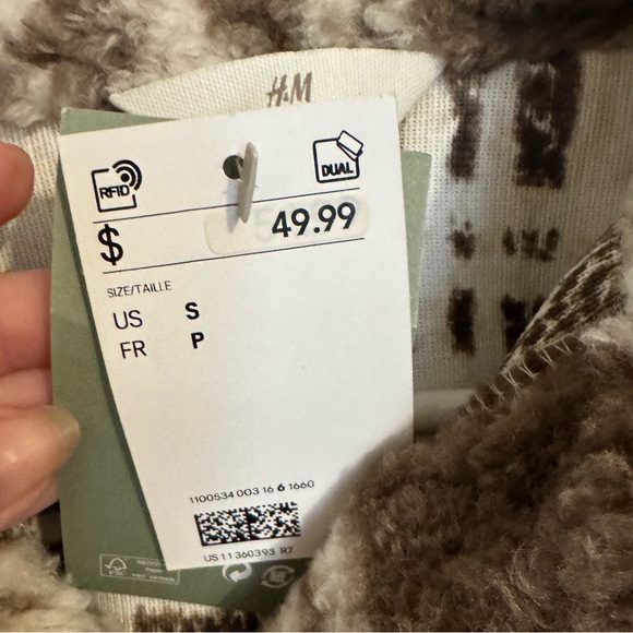 ❤️❤️NWT ❤️H&M Plaid Sherpa Shacket Size Small - Picture 5 of 8